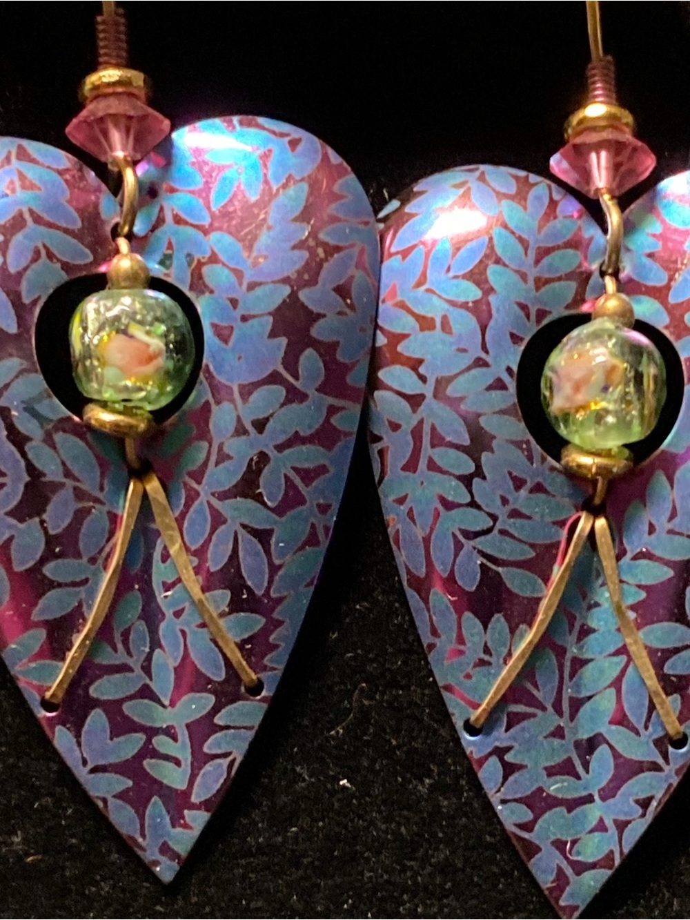 Vintage Holly Yashi earrings signed valentine 1992 #24 Limited Edition